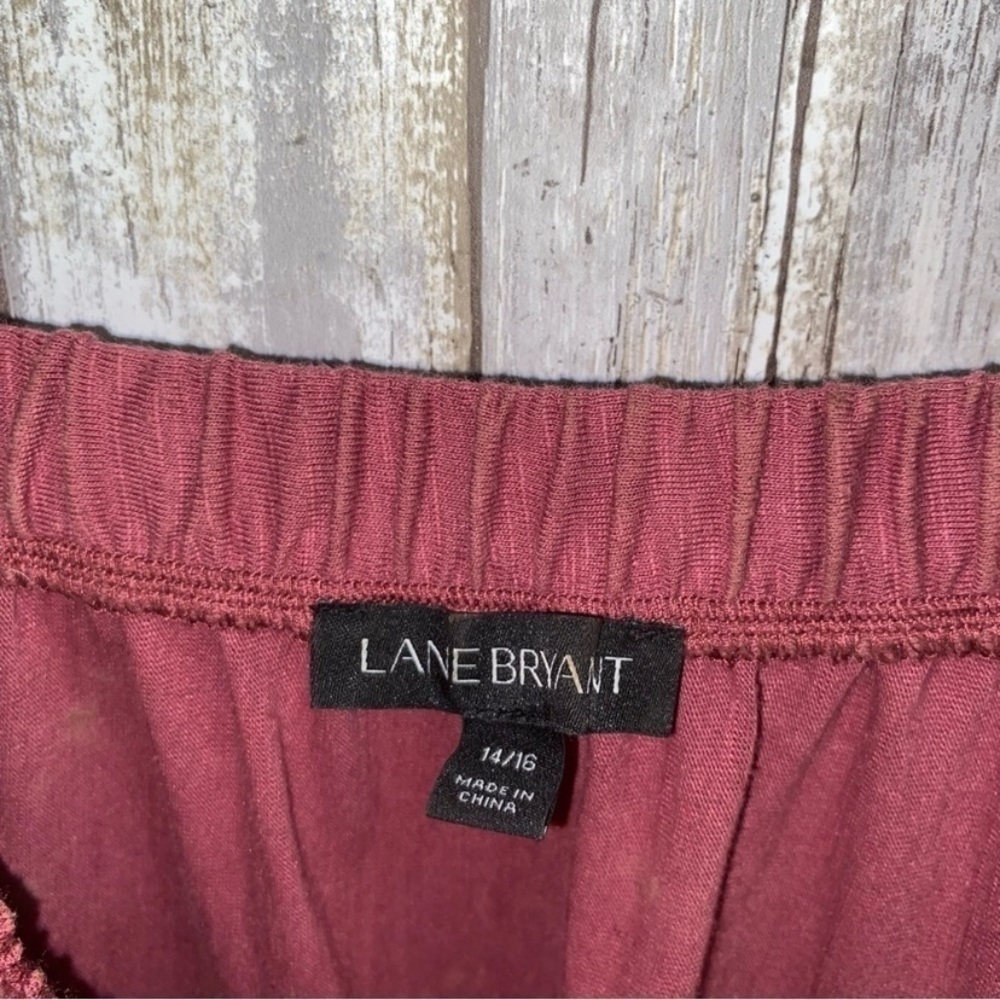 Lane Bryant Red Open Shoulder Long Lace Bottom Blouse - Picture 5 of 5